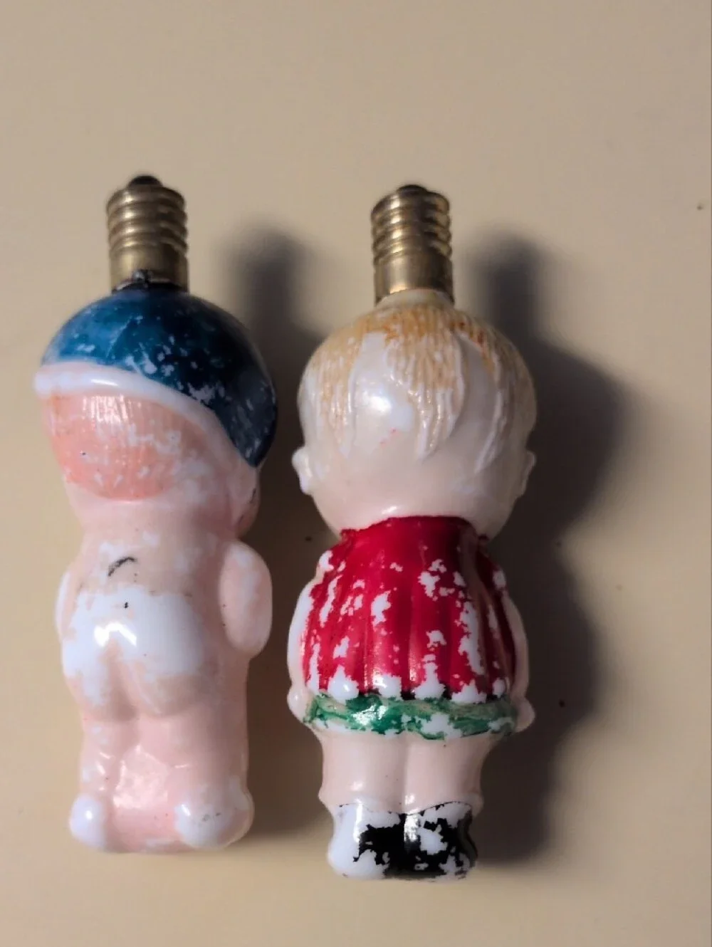 Vintage Ceramic Doll Lantern Bulb - Red & Pink Decorative Lantern Accent